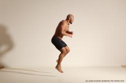 Underwear Man Black Muscular Bald Dancing Dynamic poses Academic